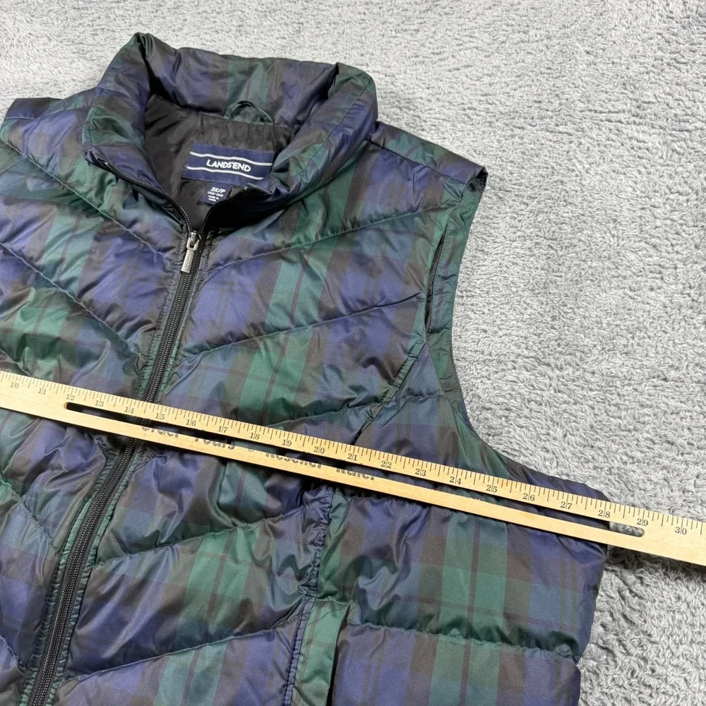 Lands End Black Watch Plaid Down Puffer Vest Full Zip Multicolor‎ Size 3XL